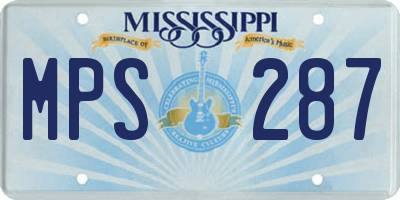 MS license plate MPS287