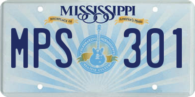 MS license plate MPS301