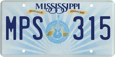 MS license plate MPS315