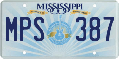 MS license plate MPS387