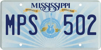 MS license plate MPS502