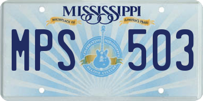 MS license plate MPS503