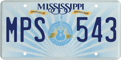 MS license plate MPS543