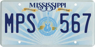 MS license plate MPS567