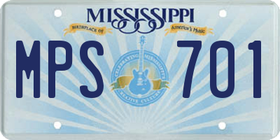 MS license plate MPS701