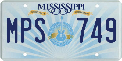 MS license plate MPS749