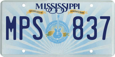 MS license plate MPS837