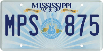 MS license plate MPS875