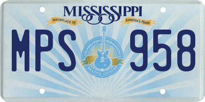 MS license plate MPS958