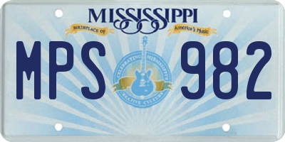 MS license plate MPS982