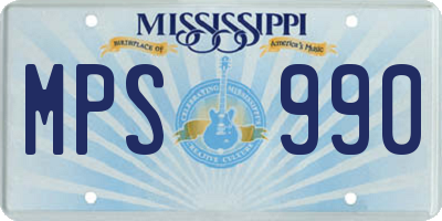 MS license plate MPS990