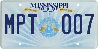 MS license plate MPT007