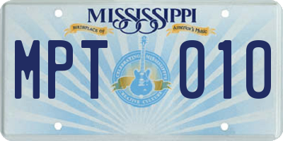 MS license plate MPT010