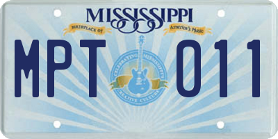 MS license plate MPT011