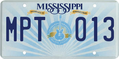 MS license plate MPT013