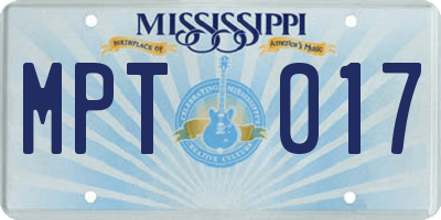 MS license plate MPT017