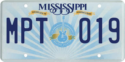 MS license plate MPT019