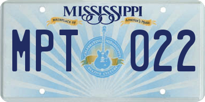 MS license plate MPT022
