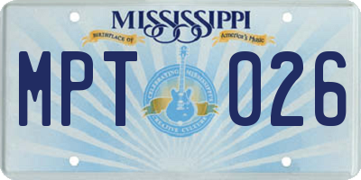 MS license plate MPT026