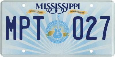 MS license plate MPT027