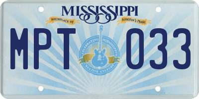 MS license plate MPT033