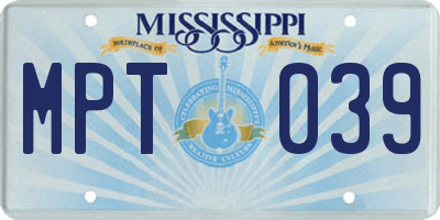 MS license plate MPT039