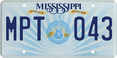 MS license plate MPT043