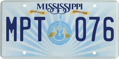 MS license plate MPT076