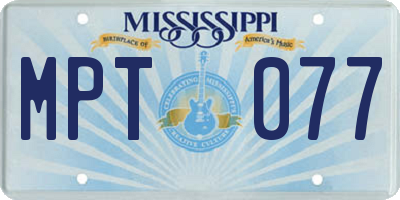 MS license plate MPT077