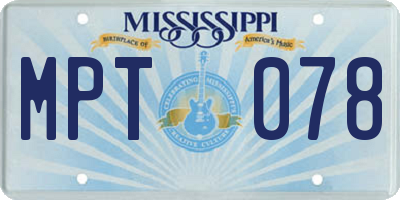 MS license plate MPT078