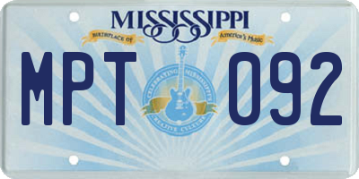 MS license plate MPT092