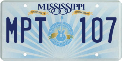 MS license plate MPT107
