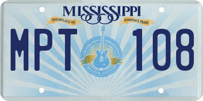 MS license plate MPT108
