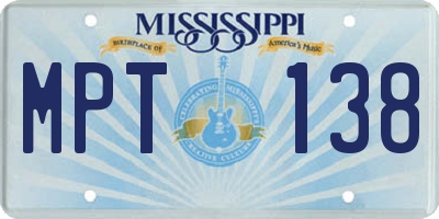 MS license plate MPT138