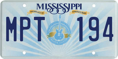 MS license plate MPT194