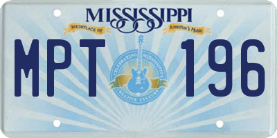 MS license plate MPT196