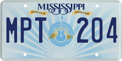 MS license plate MPT204