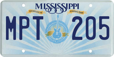 MS license plate MPT205