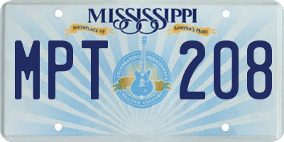 MS license plate MPT208