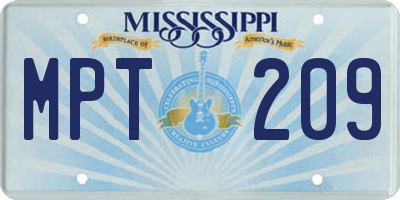 MS license plate MPT209