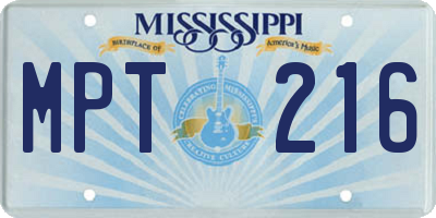 MS license plate MPT216