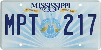 MS license plate MPT217
