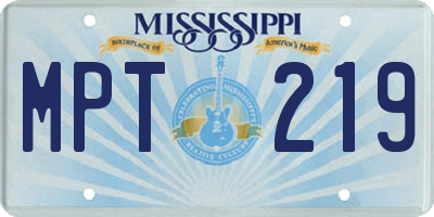 MS license plate MPT219