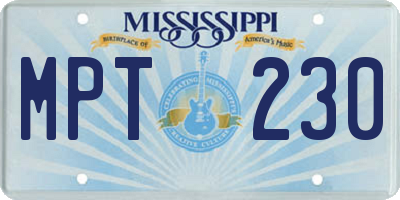 MS license plate MPT230