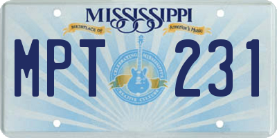 MS license plate MPT231