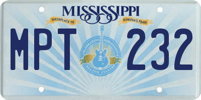MS license plate MPT232
