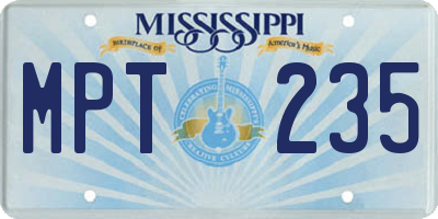 MS license plate MPT235