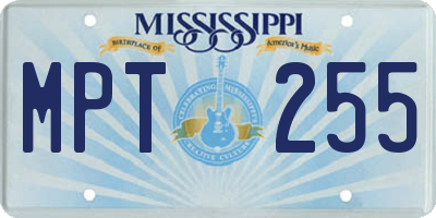 MS license plate MPT255