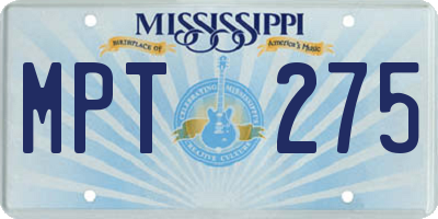 MS license plate MPT275