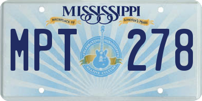 MS license plate MPT278